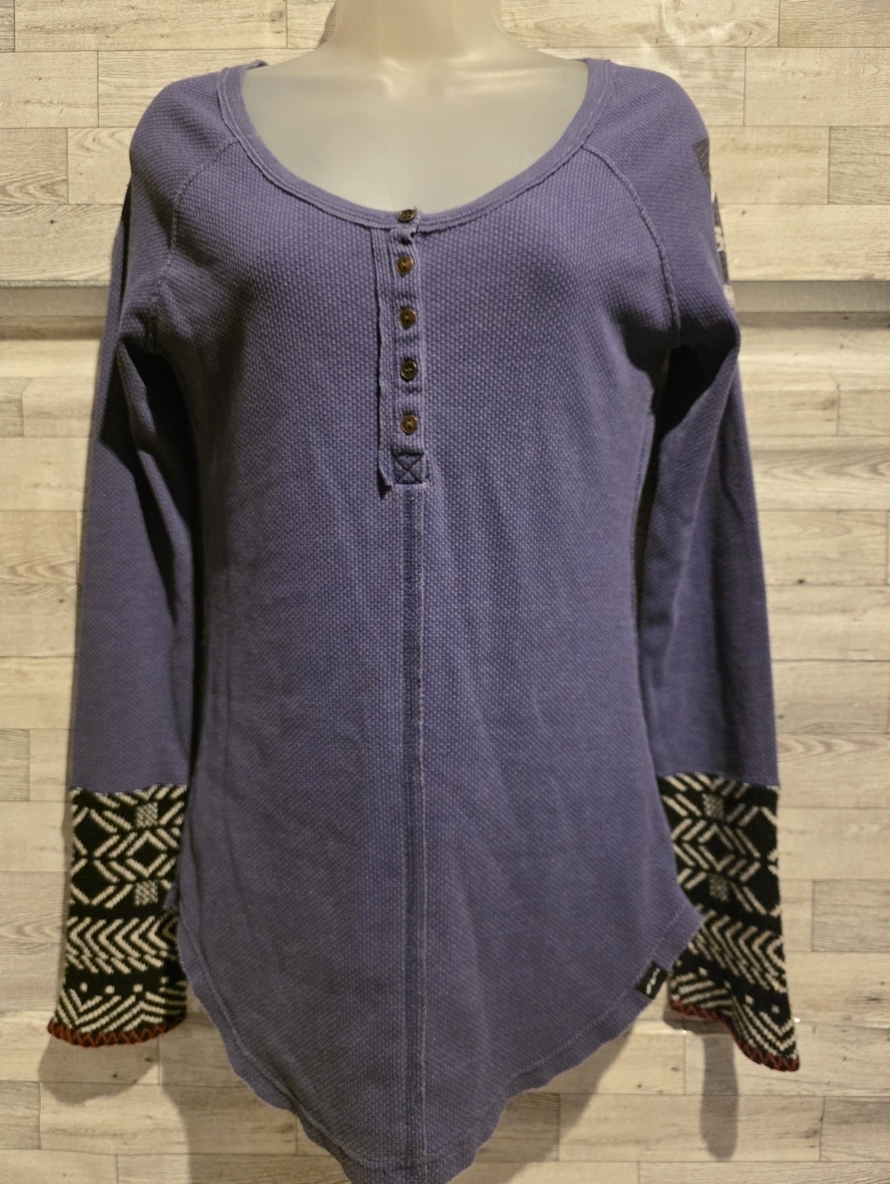 LG Techstyles Deep Purple Waffle-Knit Henley